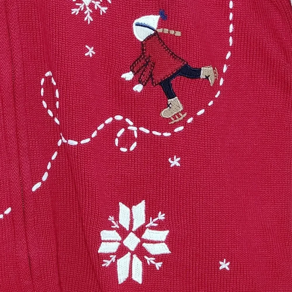 Vintage Charter Club Holiday Ice Skater Full Zip Novelty Cardigan Sweater 2X